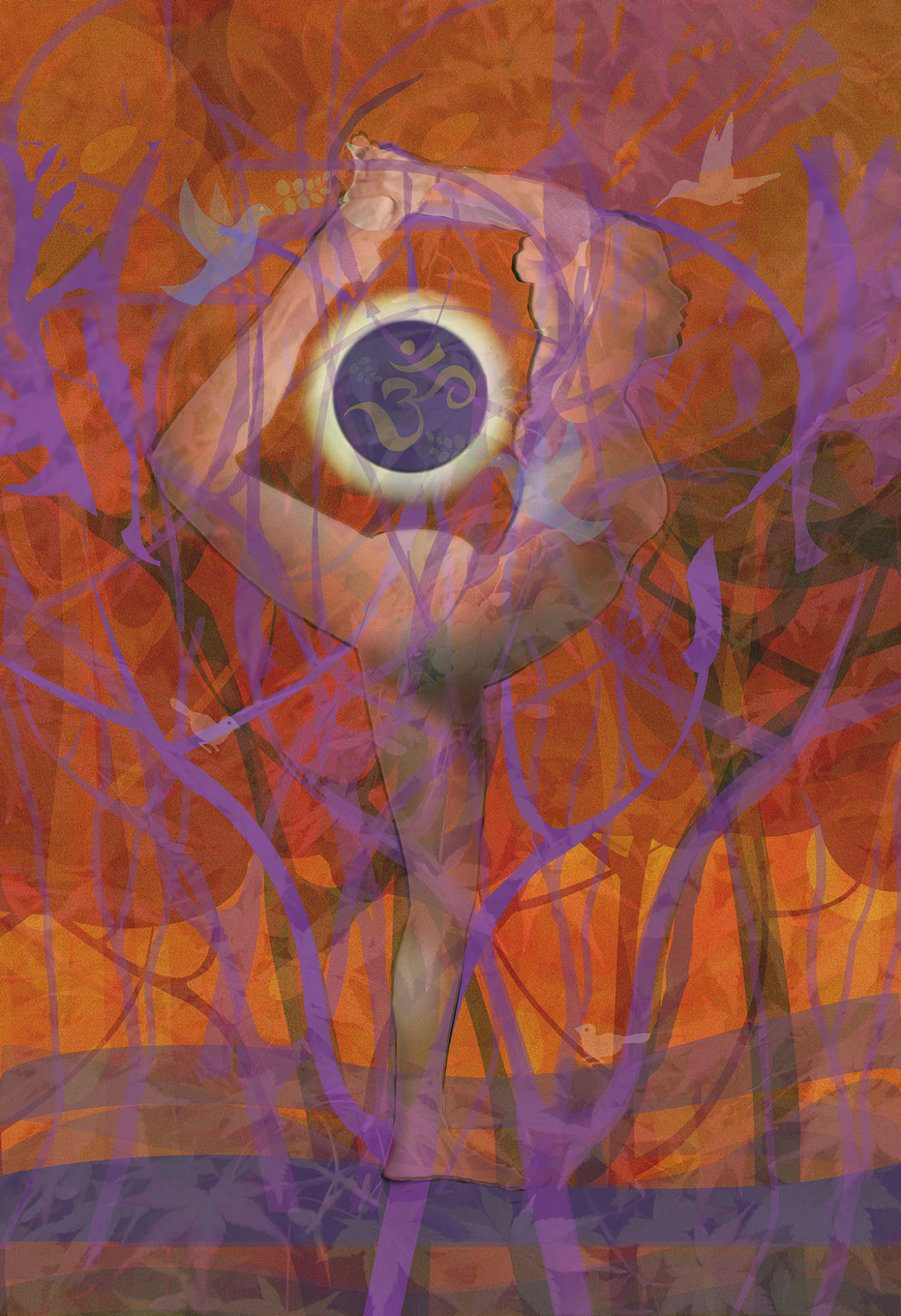 Eclipse-Natarajasana yoga painting bym Caren Hackman