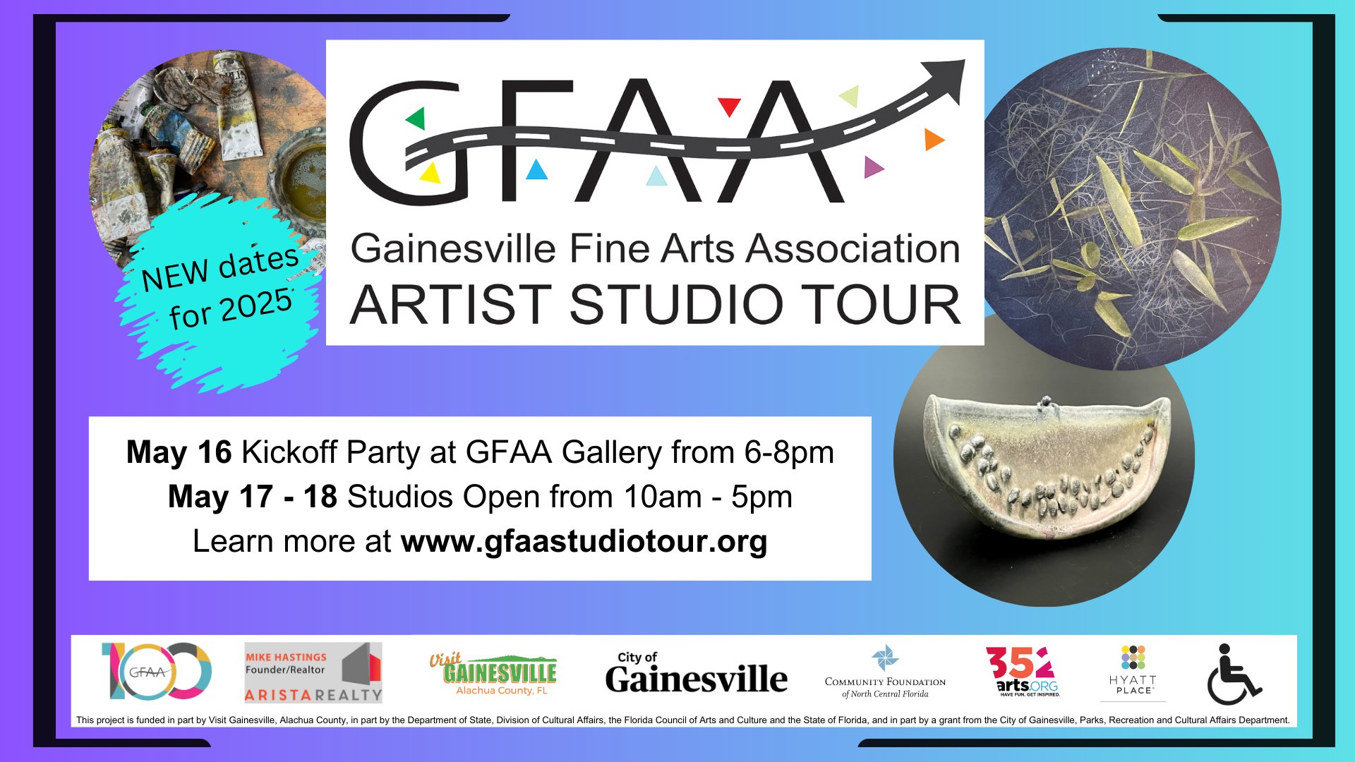 Official 2025 GFAA Artist Studio Tour postcard